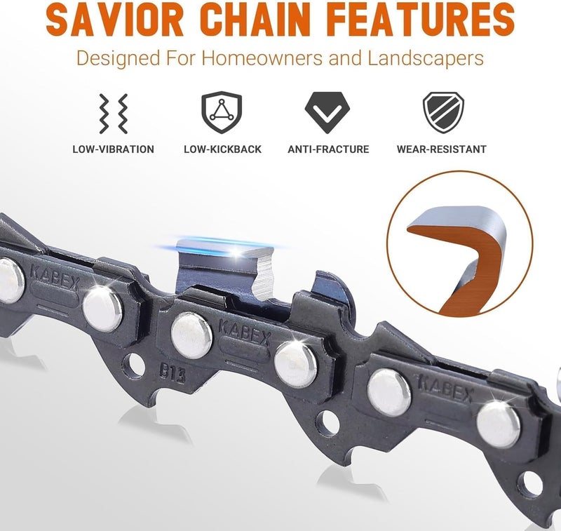 Savior 3Pack S52 14 Inch Chainsaw Chain 3/8" LP Pitch .050" Gauge 52 Drive Links Fits Husqvarna 120 Echo CS-310 Ryobi RY3714, low-kickback Chain fits Dolmar Craftsman Poulan Homelite Chainsaw and More - Image 3